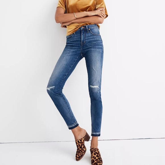 NWT Madewell 9" Mid-Rise Skinny Jeans in York Wash: Rip&Repair Edition Size 23 - Picture 1 of 11